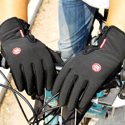 Winter Mens Women Cycling Gloves Anti-slip Motorcycle Windproof Bike Gloves Anti-shock Full Finger Mountain Bicycle Gloves ► Photo 1/6