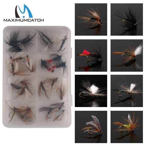 Maximumcatch 12/18/24/60 Pieces Mixed Dry Flies Pack/set Feather Bait Hook Fly Flies Fish Hook Lures Fishing Flies ► Photo 1/6