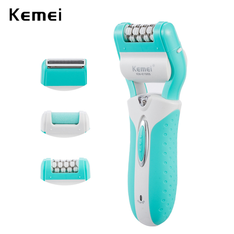 kemei electric epilator 3 in 1 rechargeable lady depilador callus remover hair shaver foot care tool electric hair removal ► Photo 1/6