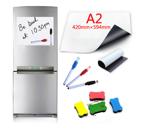 A2 Size Flexible Magnetic Whiteboard Fridge Soft Magnets Dry Wipe White Board Writing Record Board Magnetic Marker Pen Eraser ► Photo 1/6