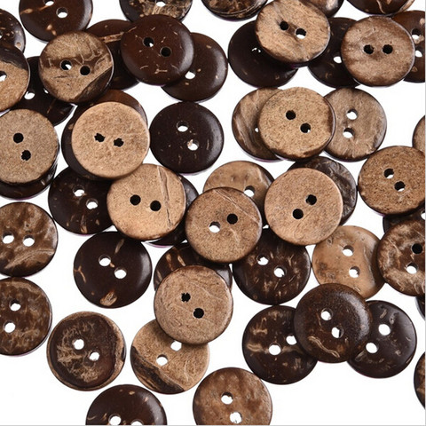 50 Pcs 12mm Brown Coconut Shell 2 Holes Sewing Buttons Scrapbooking , 2 Holes,   Scrapbooking Crafts , 7NK111 ► Photo 1/3