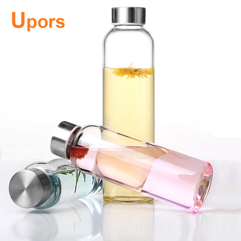 Upors Brand 550ml Sport Style Glass Water Bottle Portable Bicycle Tour Solid Transparent Office Bottle ► Photo 1/6