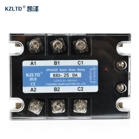 KZLTD 3 Phase Solid State Relay SSR 25A SSR-25 DC to AC Solid State Relay 25 SSR Relay Three Phase SSR 25A High Quality Rele ► Photo 1/1