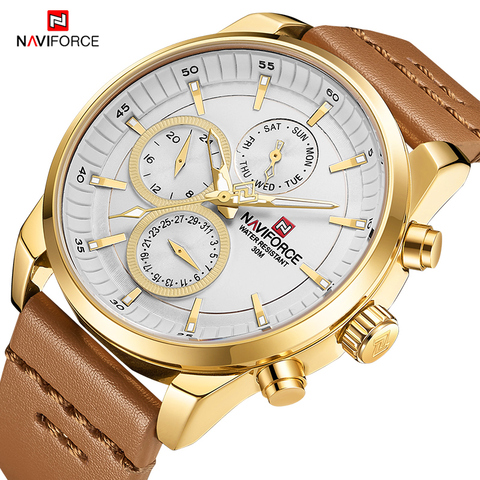Men's Sports Watches NAVIFORCE Luxury Brand Men Quartz 24 Hour Date Wrist Watch Men Waterproof Leather Clock Relogio Masculino ► Photo 1/6