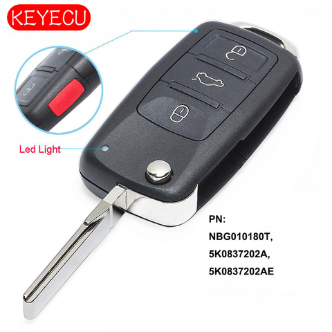 KEYECU Replacement Remote Key 315MHz ID48 for Volkswagen GTI Jetta Eos Golf 2011-2016 P/N: NBG010180T, 5K0837202A, 5K0837202AE ► Photo 1/2