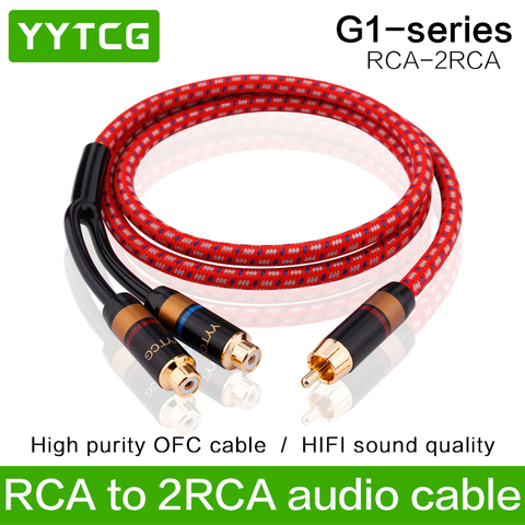 YYTCG HiFi audio cable RCA Male Female Connectors to 2RCA Male Female Stereo Plug Adapter Audio Cable M/2F ► Photo 1/6