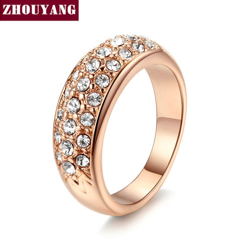 ZHOUYANG Wedding Ring For Women Elegant Cubic Zirconia Rose Gold Color Fashion Jewelry Austrian Crystals Gift ZYR061 ZYR109 ► Photo 1/6