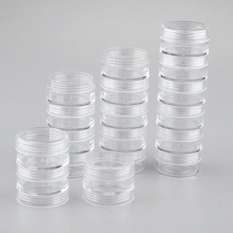 MagiDeal 6 Tiers Empty Stackable Jar 18 Clear Round Containers w/ Screw Lids Multi-Use Storage Container To Storage Eyelash ► Photo 1/6