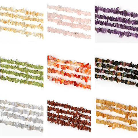 3-5mm Natural Stone Beads Chips Beads Crystal Agates Tiger Eye Irregular Gravel Beads For Diy Bracelet Jewelry making Strand 34
