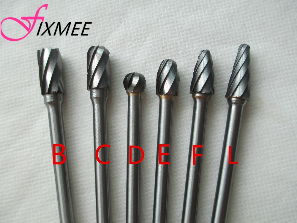 6x Tungsten Steel Carbide Burrs For Rotary Drill Bit Die Grinder Tool 6mm 