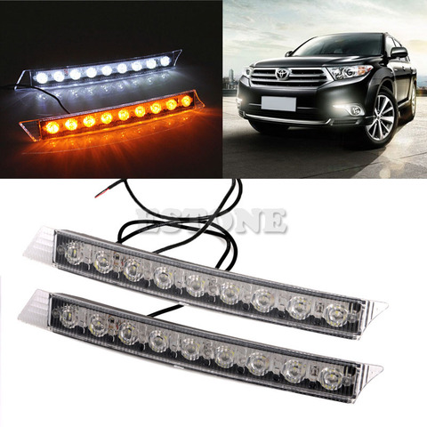 Auto LED Lights 2x 9LEDs Daylight Daytime Running Driving DRL LED Light Yellow Turn Signals Car Exterior Light Bulbs ► Photo 1/6