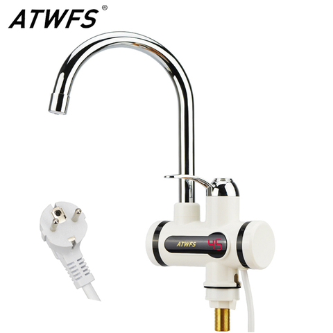 ATWFS Instant Tankless Water Heater Tap Instantaneous Faucet Kitchen Water Heater Crane Instant Hot Water Faucet Digital EU Plug ► Photo 1/6