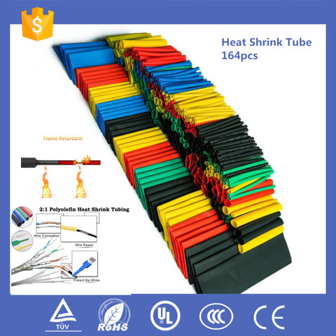 164pcs Set Polyolefin Shrinking Assorted Heat Shrink Tube Wire Cable Insulated Sleeving Tubing Set 2:1 ► Photo 1/6