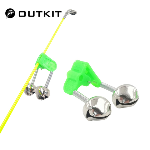 OUTKIT 5pcs/lot Fishing Bite Alarms Fishing Rod Bell Rod Clamp Tip Clip Bells Ring Green ABS Fishing Accessory Outdoor Metal ► Photo 1/6