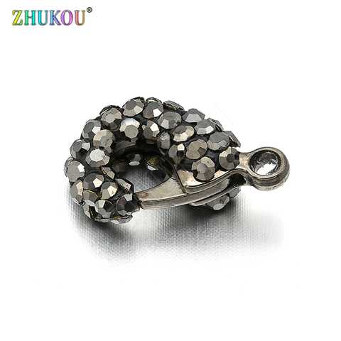 10*17mm Brass Cubic Zirconia  Gunmetal Lobster Clasps Hooks for Diy Jewelry Findings Accessories, Hole: 1.5mm, Model: VK45 ► Photo 1/4