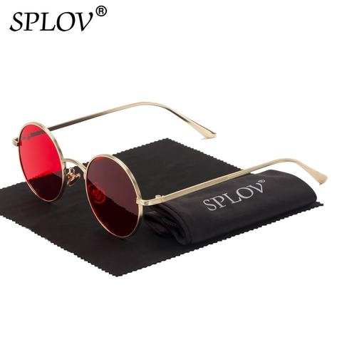 SPLOV Vintage Men Sunglasses Women Retro Punk Style Round Metal Frame Colorful Lens Sun Glasses Fashion Eyewear Gafas sol mujer ► Photo 1/6