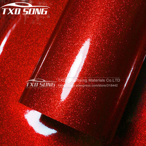 Premium High glossy Red Diamond pearl glitter wrapping vinyl film Glossy red diamond glitter car sticker 12/30/50/60*100CM/LOT ► Photo 1/6