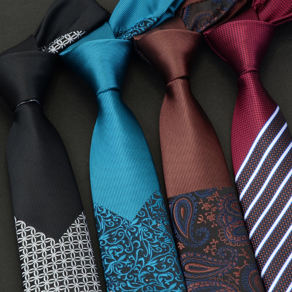 6CM Skinny Tie for Men Narrow Necktie Floral Stripes Ties Neck Ties Accessories