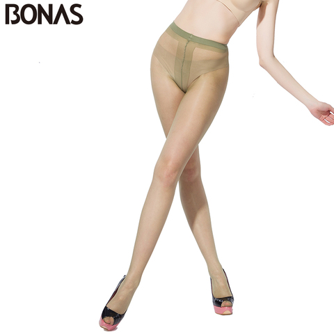 BONAS 6pcs/lot T Crotch Tights Women's 15D Nylon Thin Summer Sexy Pantyhose For Girls Fashion Solid Color Design Slim Female ► Photo 1/1