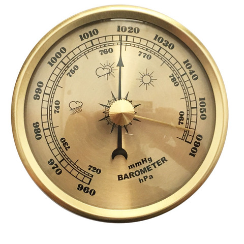 70mm Diameter Wall Hanging Barometer Outdoor Fishing Barometer 1060hPa Gold Color Round Dial Air Weather Station ► Photo 1/6