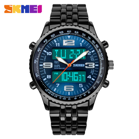 2022 New SKMEI Luxury Brand Men Military Watches Full Steel Men Sports Watches Digital LED Quartz Wristwatches relogio masculino ► Photo 1/6