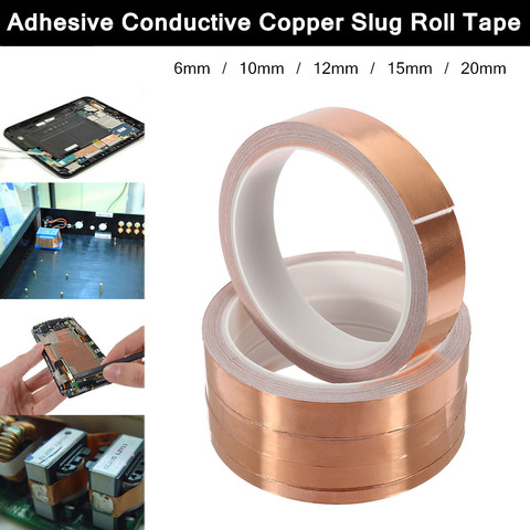 10 Meters Single Side Adhesive Conductive Copper Foil Tape 6/10/12/15/20mm Waterproof EMI Shielding Heat Resist Adhesive Tape ► Photo 1/6