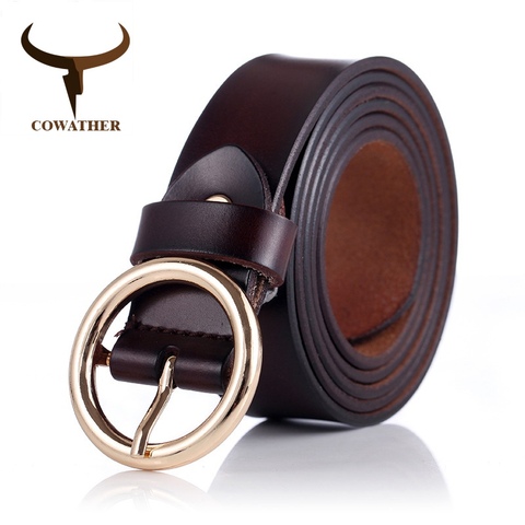 COWATHER women belts cow genuine leather good quality alloy pin buckle fashion style design cinto feminino original brand NS001 ► Photo 1/6