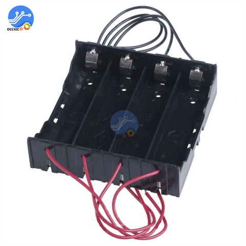 Black ABS 18650 Battery Storage Box Case 4 Slot Way 3.7V DIY Batteries Power Bank Clip Holder Container With Wire ► Photo 1/5