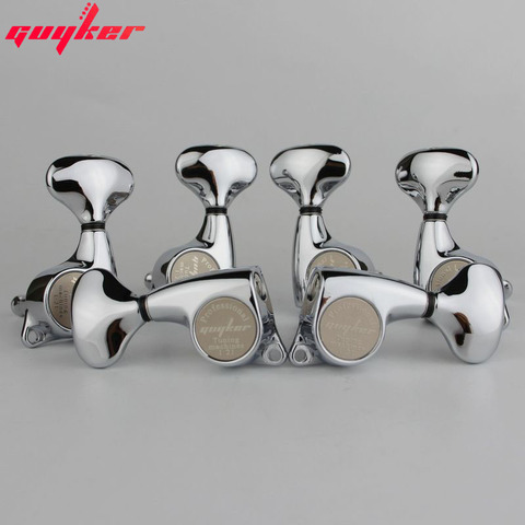 Guyker 3R3L Guitar Machine Heads 1:21 Sealed Tuning Key Pegs Tuners Set Replacement for ST TL SG Style Electric Guitars Chrome ► Photo 1/6
