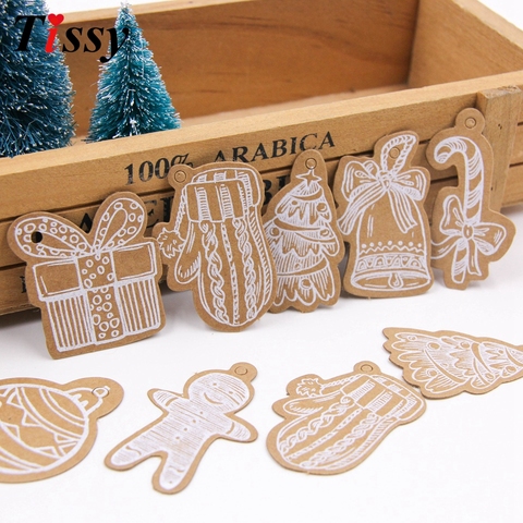 50PCS Christmas Series Kraft Paper Tags Multi Types DIY Crafts Hang Tag With Rope Christmas Party Labels Gift Wrapping Supplies ► Photo 1/6