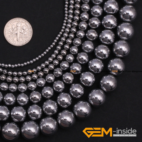 Silver Color Hematite Round Loose Spacer Beads For Jewelry Making Strand 15