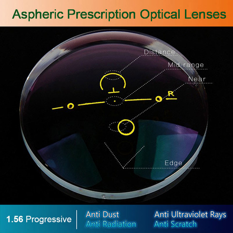 Hotony 1.56 Index Digital Free-form Progressive Aspheric Optical Eyeglasses Prescription Lenses AR-Coating UV400 Men and Women ► Photo 1/6