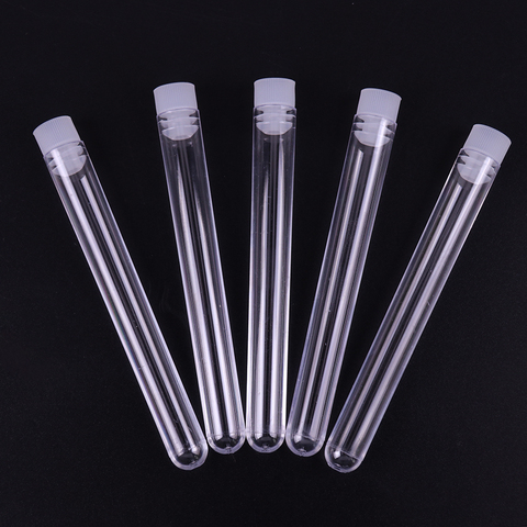 10PCS Clear Plastic Test Tube With Cap 12x100mm U-Shaped Bottom Long Transparent Test Tube Lab Supplies ► Photo 1/6