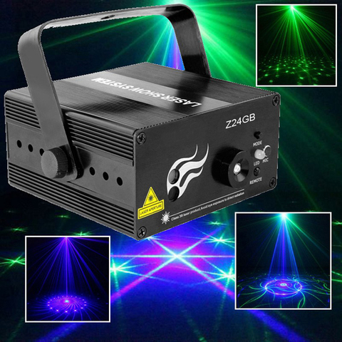 Sound Activated 24IN1 Green Blue Laser Party Floor Dance Light With IR Remote Music Equipment Wedding Party Lights ► Photo 1/1