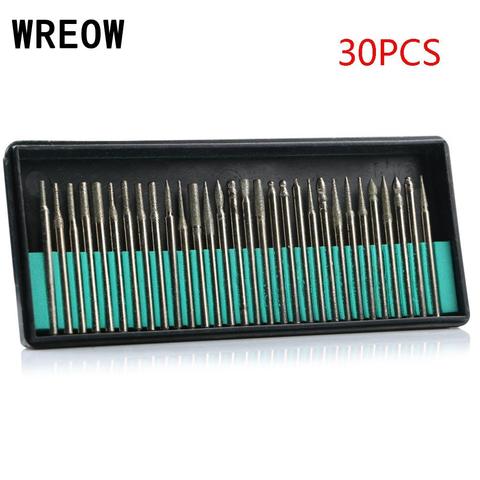 WREOW 30Pcs 3mm Diamond Coated Burr Drill Bit Grinding Head Shank Coated Needle Tip Grinding Heads Alloy Ball Fits Rotary Tool ► Photo 1/6