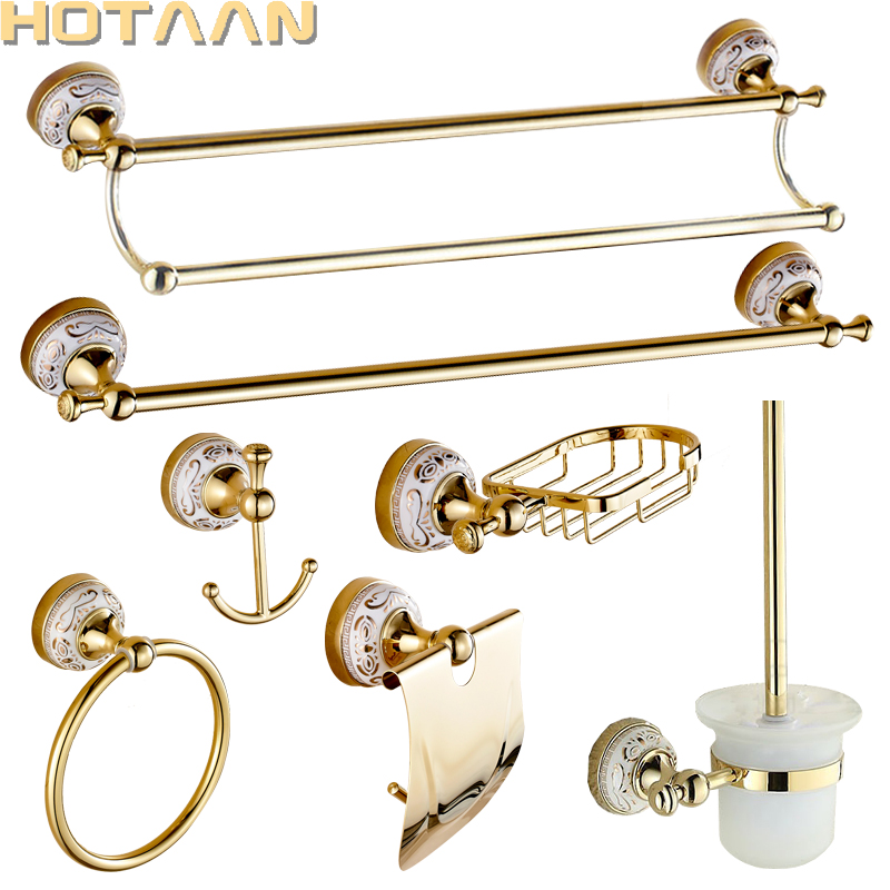 Luxury Gold Brass Toilet Brush Holder For Bathroom Accessories Set Bath Products 