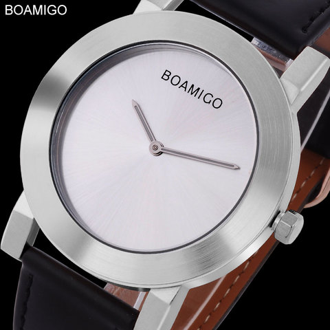 BOAMIGO Brand Watches Fashion Casual Men Quartz Watch Business Thin Case Wristwatches Leather Strap Clock Relogio Masculino ► Photo 1/6