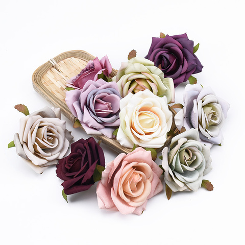 6PCS Silk roses flowers for scrapbook wedding home decor diy gifts box christmas Garlands household products artificial flowers ► Photo 1/6