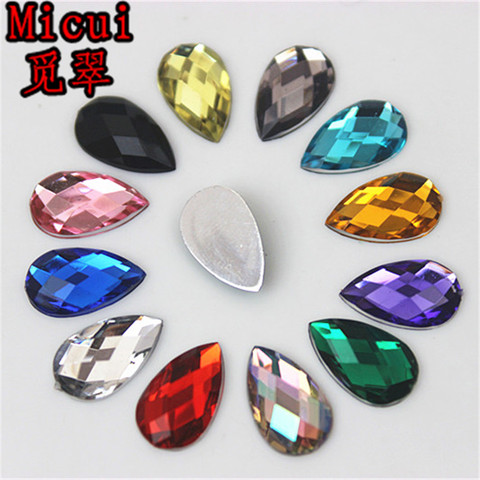 Micui 100PCS 8*13mm Acrylic Rhinestone Water Drop Acrylic Flatback Strass Crystal Stones For Dress Crafts Decorations MC762 ► Photo 1/6
