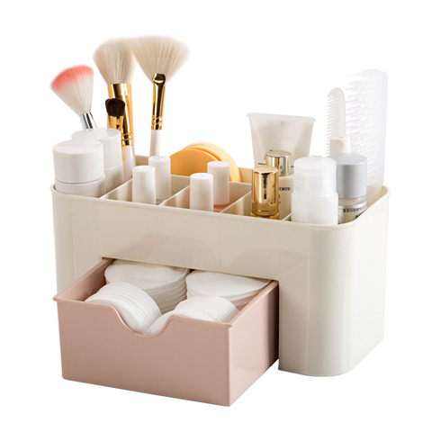 Cosmetic Jewelry Organizer Office Storage Drawer Desk Makeup Case Plastic Makeup Brush Box Lipstick Remote Control Holder ► Photo 1/6