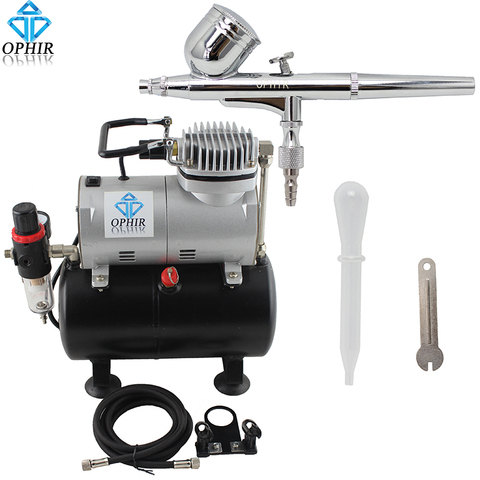 OPHIR 110V,220V Dual Action Airbrush Kit wirh Air Tank Compressor for Tanning Model Hobby Nail Art Airbrush Sets _AC090+AC004A ► Photo 1/5