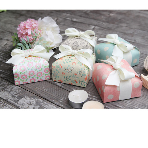10 pcs polka dot green flower pink Paisley paper box for decorations paper bags for candy box wedding decorations baking ► Photo 1/6