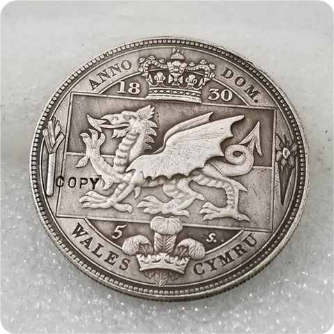 UK 1830 Wales Retro Pattern Proof Crown Silver William IV Coin  COPY FREE SHIPPING ► Photo 1/2