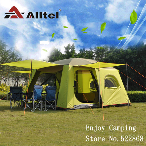 Alltel one hall two bedroom ultralarge super strong waterproof double layer with mosquito net large family camping tent ► Photo 1/5