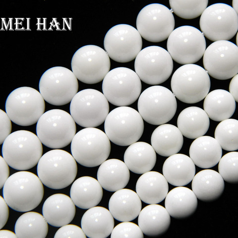 Meihan Wholesale natural 6mm,8mm,10mm,11.5-12mm white agatee stone smooth round loose beads for jewelry making design ► Photo 1/2