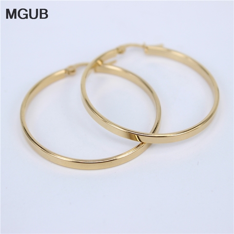 MGUB Diameter 30MM-60MM Stainless Steel Jewelry Big crystal Hoop Earrings Gold Color Circle Round Earrings For Women  LH505 ► Photo 1/6