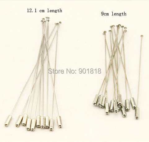 10pcs/lot 9cm 12.1cm Length Copper Rhodium Color Brooch Pin Safety Pins With Stopper Ends F1775 ► Photo 1/6