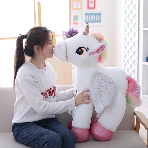 1pc 50/60/90cm Kawaii Unicorn Plush Toys Giant Stuffed Animal Horse Toys for Children Soft Doll Home Decor Lover Birthday Gift ► Photo 1/6