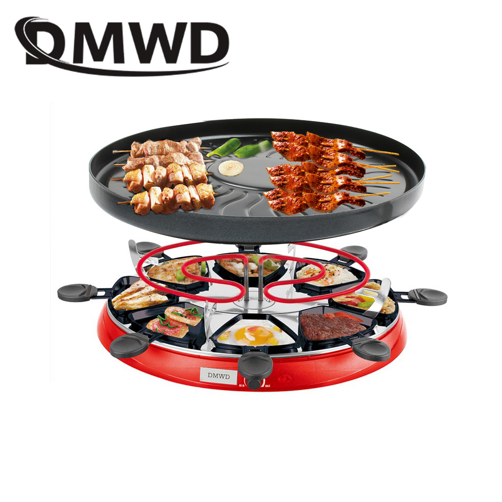 Dmwd Household Electric Raclette Grill Machine Smokeless Griddle