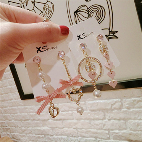 Korean Dangle Drop Earrings Kawaii Long Pink Women Wholesale Cute